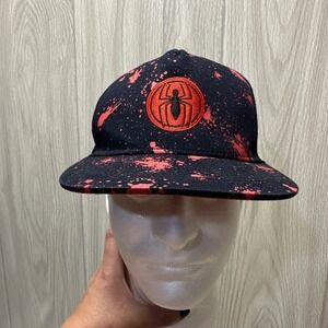 Kids Marvel Spider-Man Baseball Cap Black Red Splatter Adjustable Snapback